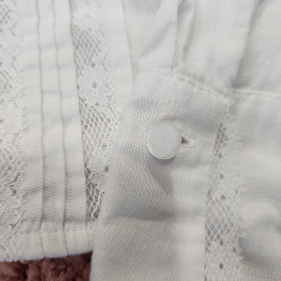 JG Hook Vintage 80s White Lace Trim Romantic Button Down Shirt - Picture 10 of 13